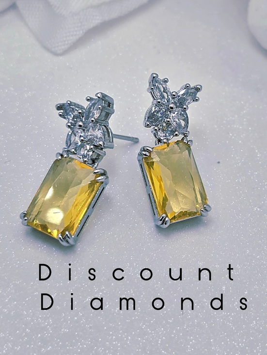 Huitan Jewelry - Yellow & Clear White Topaz Drop Earrings on 925 Sterling Silver